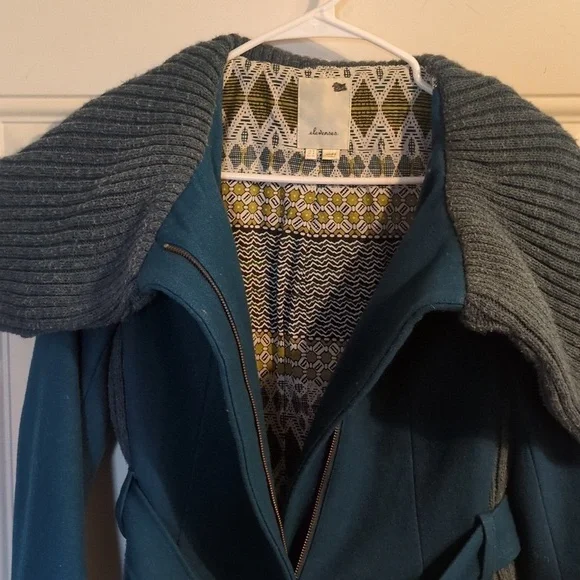 Elevenses by Anthropologie Wool Blend Jacket - Vibrant Teal Green - Picture 12 of 16